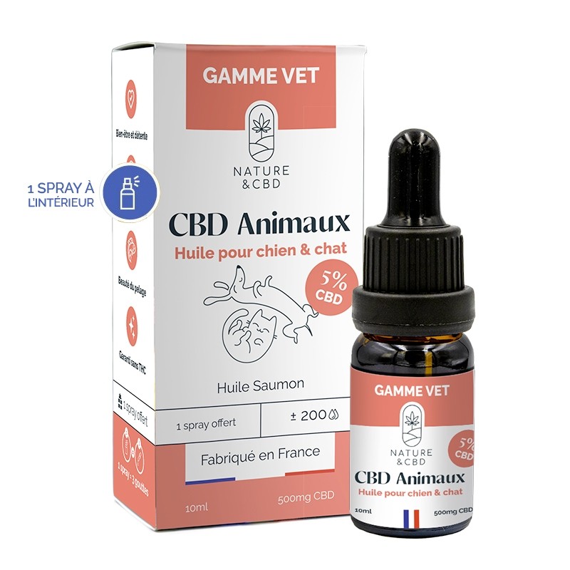 Huile CBD Animaux pour chien et chat 5% Nature & CBD