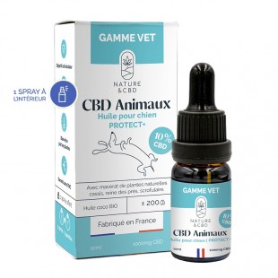 Huile CBD Animaux Protect+ pour chien 10% Nature & CBD