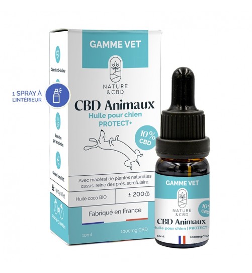 Huile CBD Animaux Protect+ pour chien 10% Nature & CBD