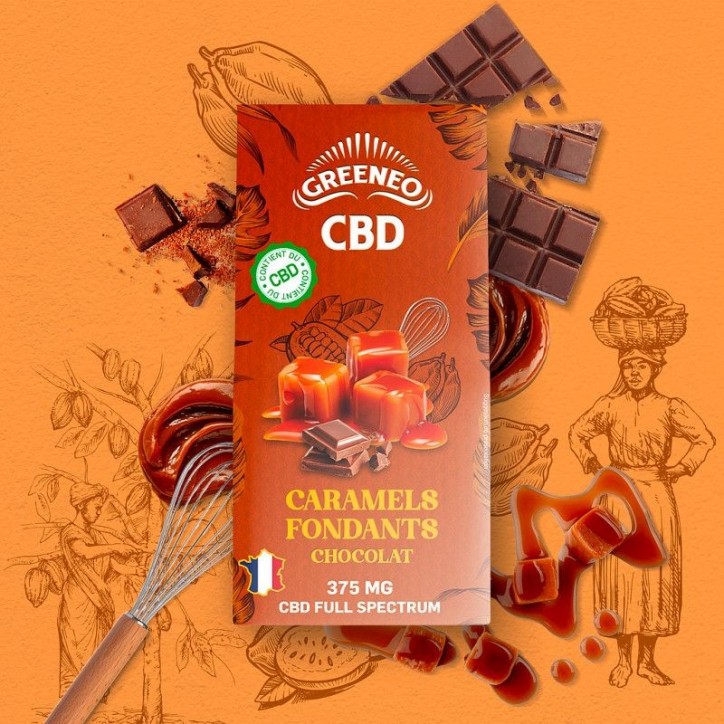 Caramels fondants chocolat CBD 375mg - Greeneo