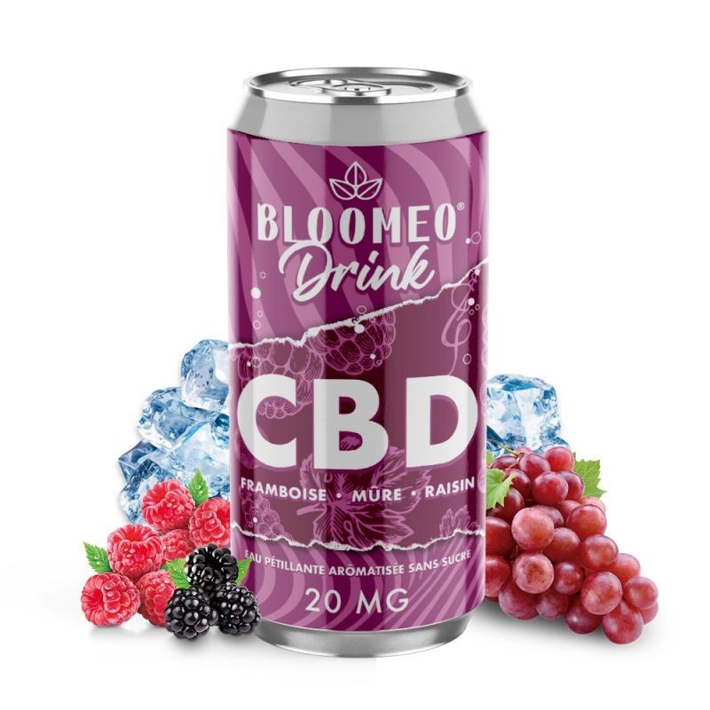 Canette Framboise Mûre Raisin CBD 20mg 33cl Bloomeo