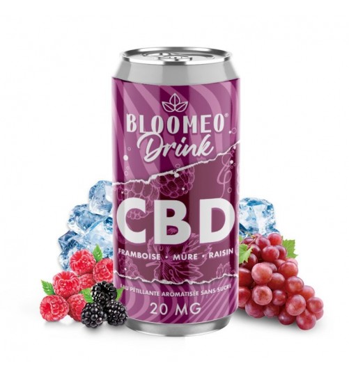 Canette Framboise Mûre Raisin CBD 20mg 33cl Bloomeo