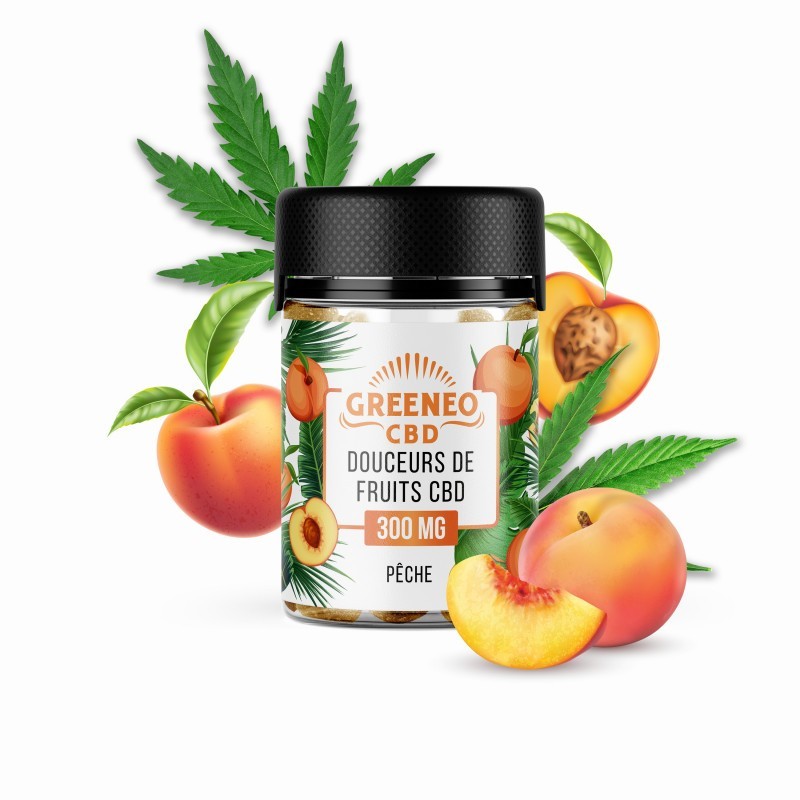 Bonbons douceurs de fruits CBD 300mg pêche Greeneo