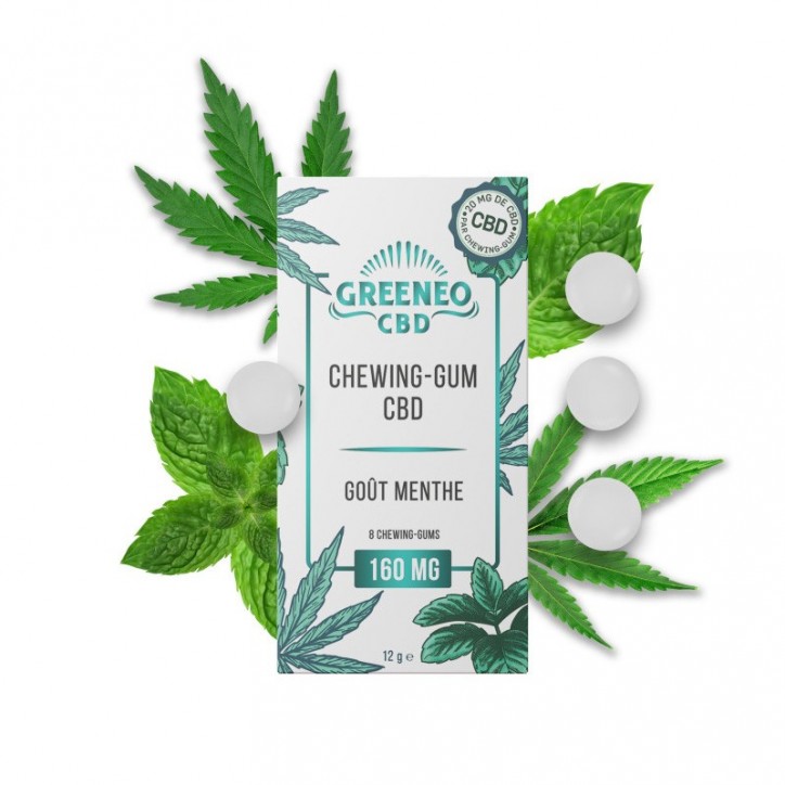 Chewing-gum menthe 160mg CBD 8 pcs - Greeneo