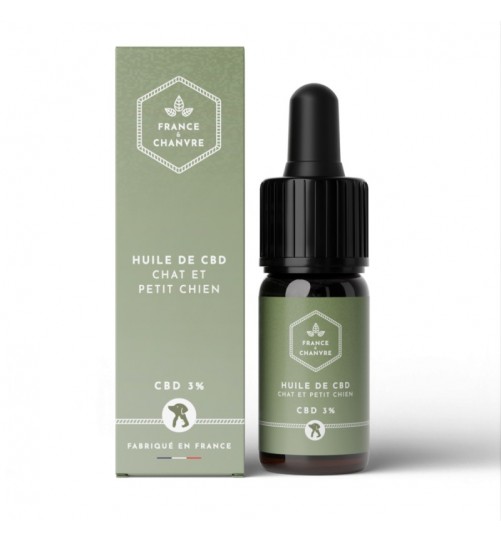 Huile de CBD 3% petit chat et chien 10ml France et Chanvre