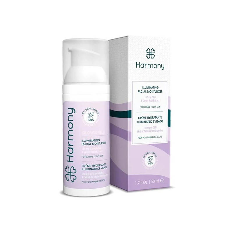 Crème hydratante illuminatrice CBD 150mg 50ml Harmony